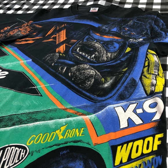 Nascar K9 Dog Racing Crazy Cats All Over Print 90s - Picture 3 of 9